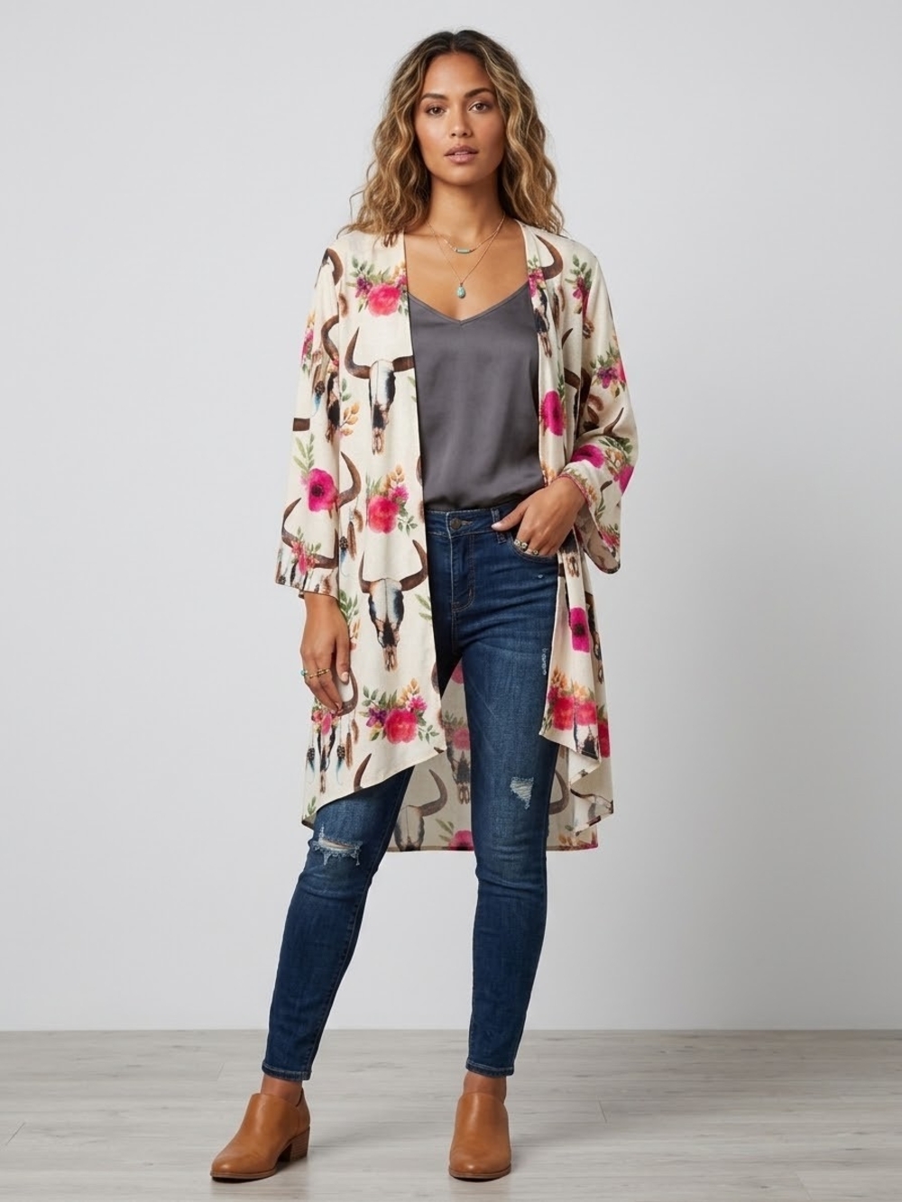 Lucky & Blessed Floral Tote - Pink, Brown, Green